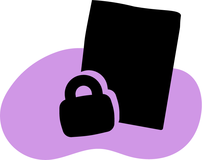 An illustration of a file or form with a security lock in front of it.
