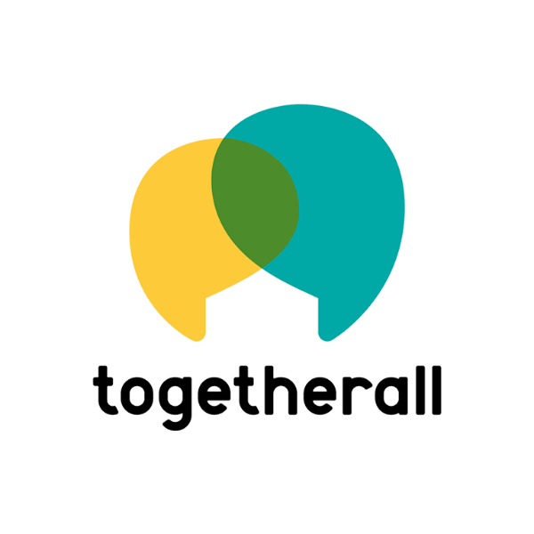 The Togetherall logo, with two speech bubbles overlapping about the word 'togetherall'